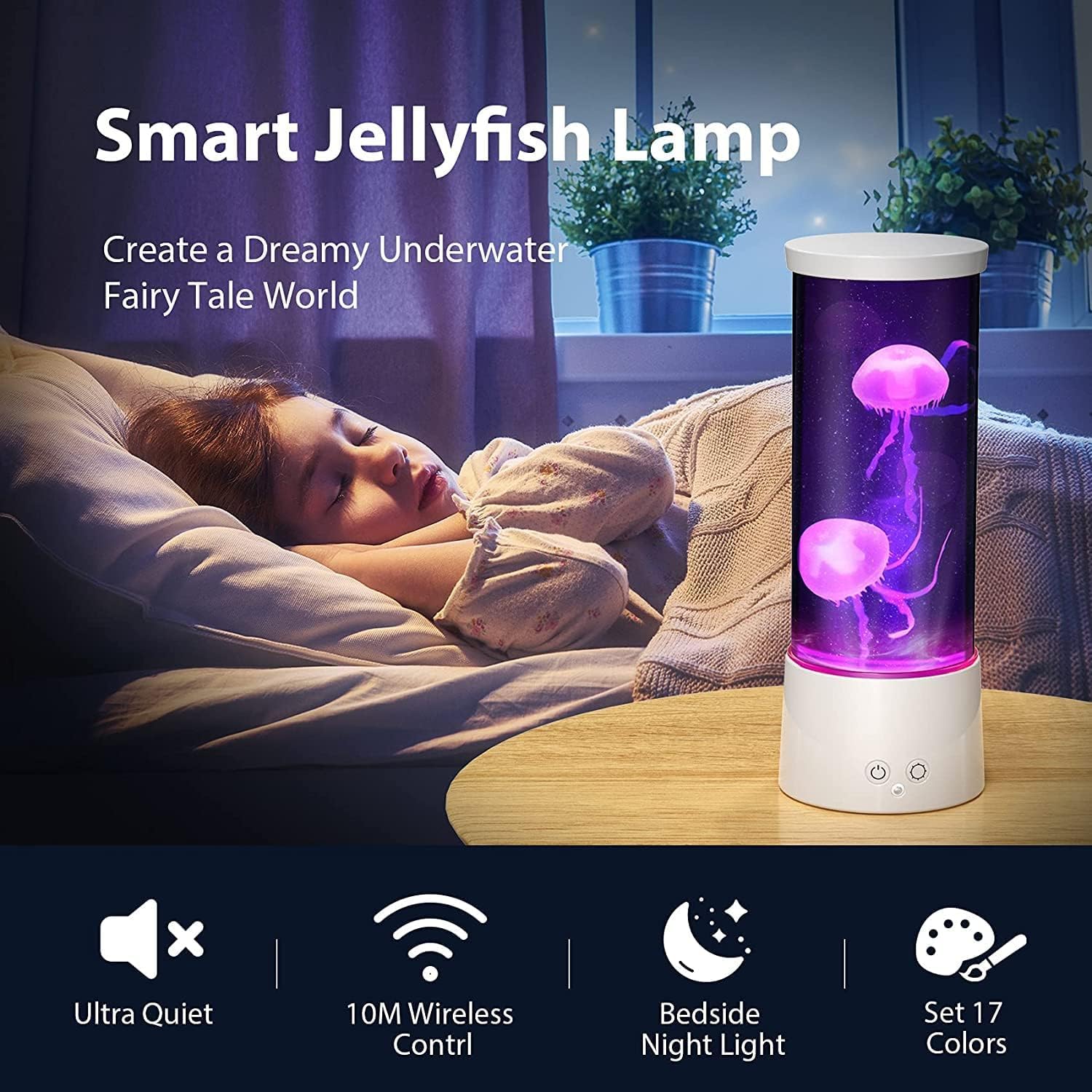 Jellyfish Lamp, 17 Color Changing Jelly Fish Light Mood Lamps for Home Office Room Desktop Decoration, Blue Pink Jellyfish Aquarium Tank Night Light Christmas Gifts for Kids Teens Girls Boys Adults