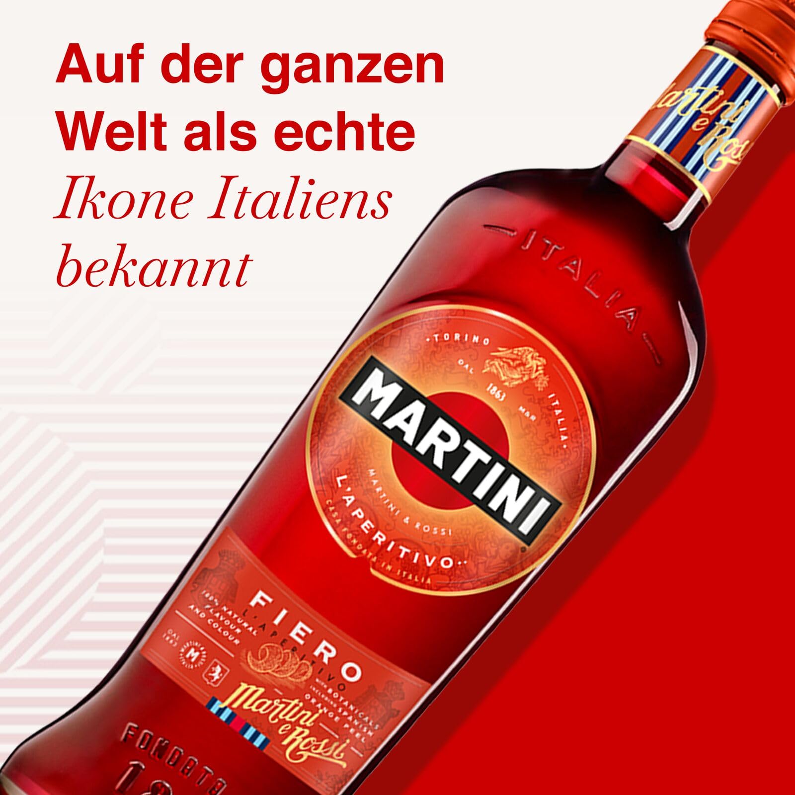 MARTINI Fiero roter Wermut Aperitif, 14,4% vol., 3 x 75cl / 750ml, süßer Wermut angereichert mit handgeschnittenen spanischen Orangenschalen