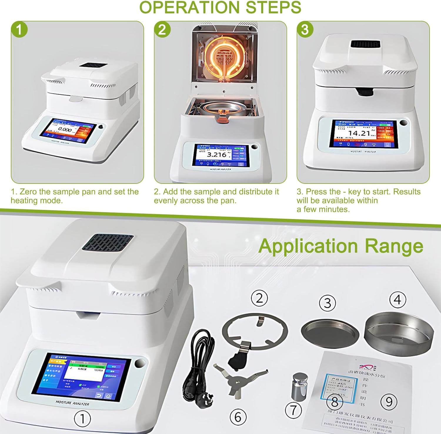 Digital Halogen Moisture Analyzer - Precision Moisture Balance Machine, 85mm Sample Pan, 0.001g Accuracy, 0.01% Readability, 120g Capacity for Laboratory Testing