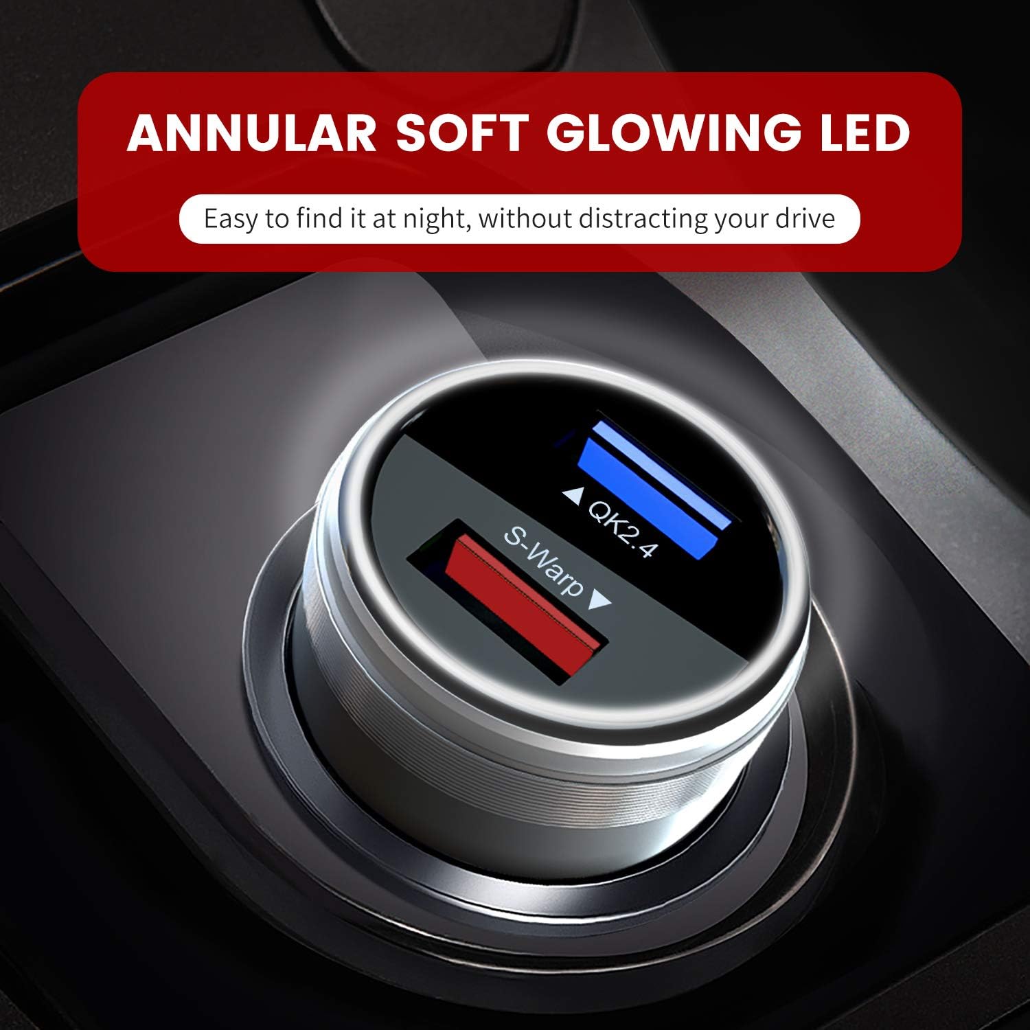 Nеw Prоduсt VELOGK Warp Car Charger 30W [5V/6A] for Oneplus 9/9 Pro/8/8 Pro/7 Pro/7T/7T Pro, Backward Compatible with Fast Dash Car Charger Adapter for Oneplus 7/6T/6/5T/5/3T/3(with 3.3FT Warp Charge Cable) - Red