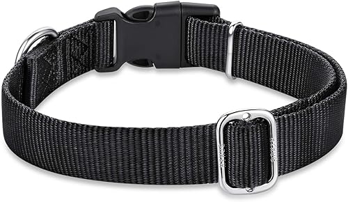 Miniatura 6 de Hyhug Pets - Collar clásico de nailon resistente para perro con hebilla fácil de colocar y quitar. (L, negro)