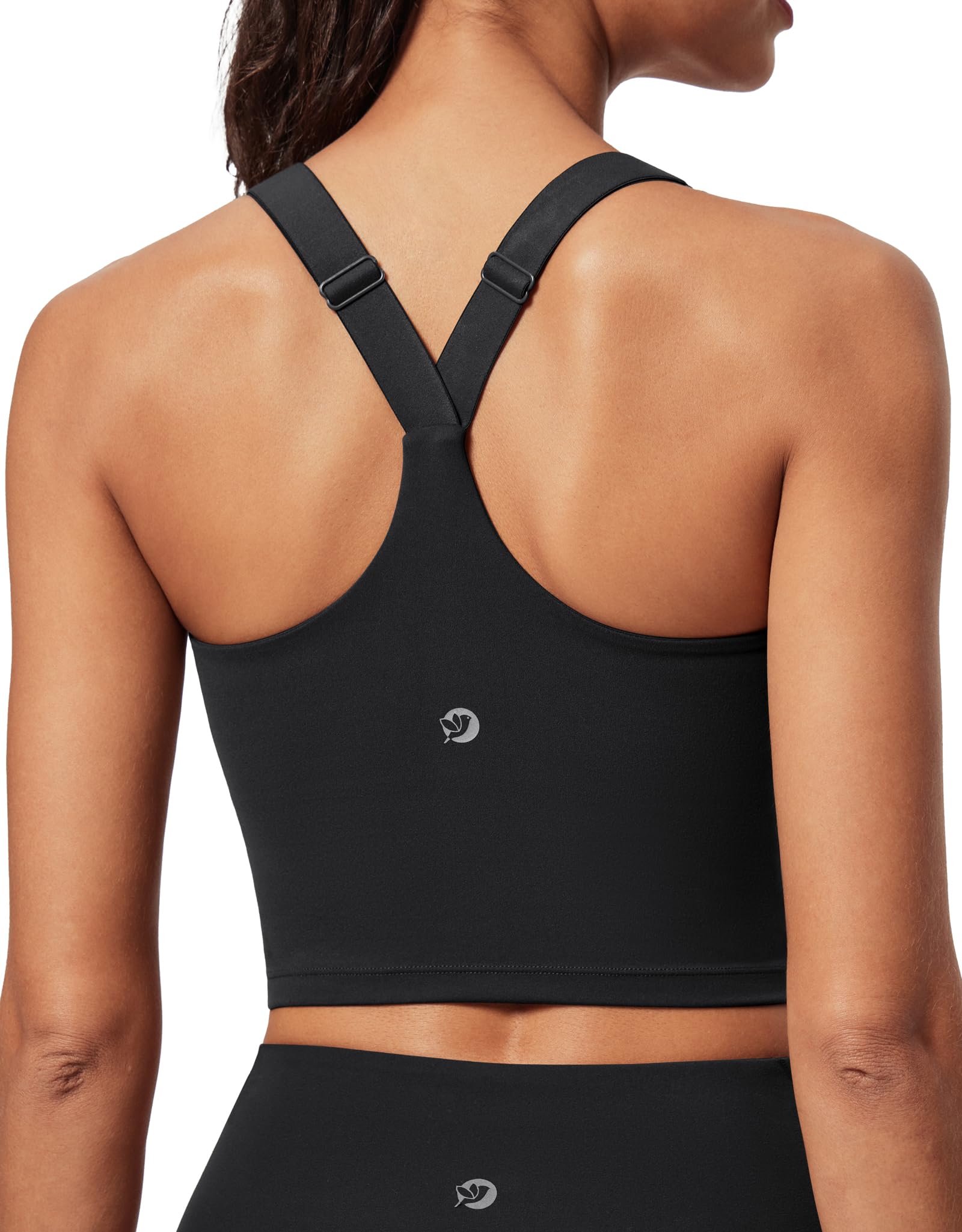 Buttery Adjustable Workout Tank Tops Woman with Built in Bra Y Back Longline Sports Bra Athletic V-Neck Crop Tops-image-19