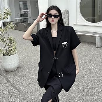 Amazon | [TAHALI] レディース テーラードジャケット 半袖 ブレザー