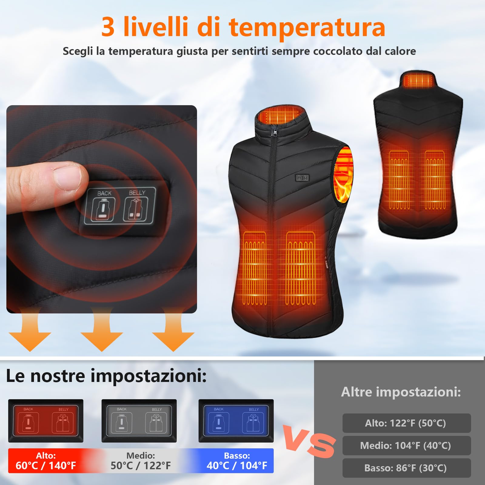 Gilet Riscaldato per Donna - Giubbotto Riscaldato con Batteria 10000mAh Giacca Riscaldata Elettrico Doppi Controller per Escursionismo all'aperto,Caccia