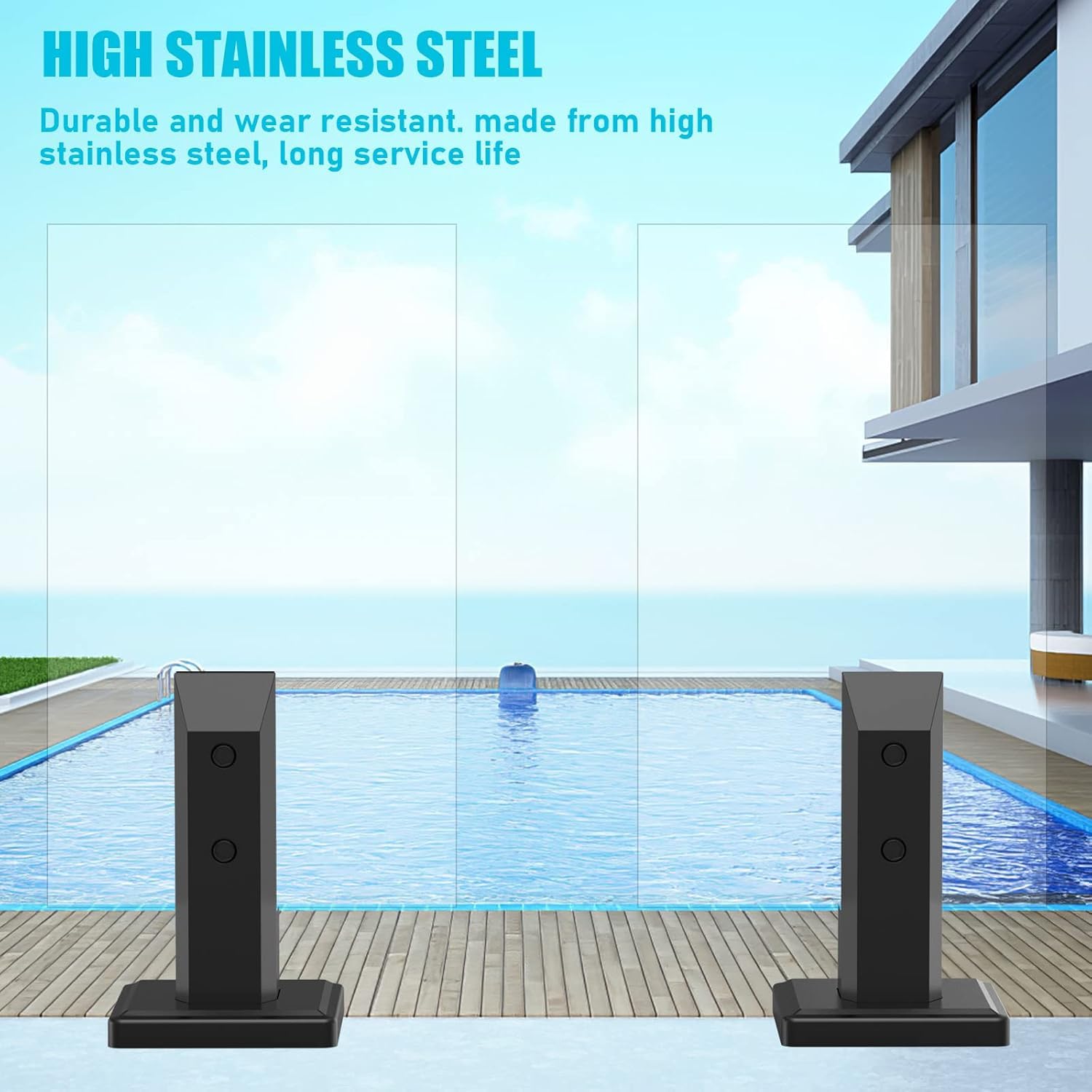 4 Piezas Abrazadera de Vidrio de Acero Inoxidable, Soporte de Abrazadera de Vidrio Para Vidrio de 8-12 mm/0,3-0,5" Cristal, Para de Piscina Barandilla de Escalera Balaustrada Balcón Valla (Negro)
