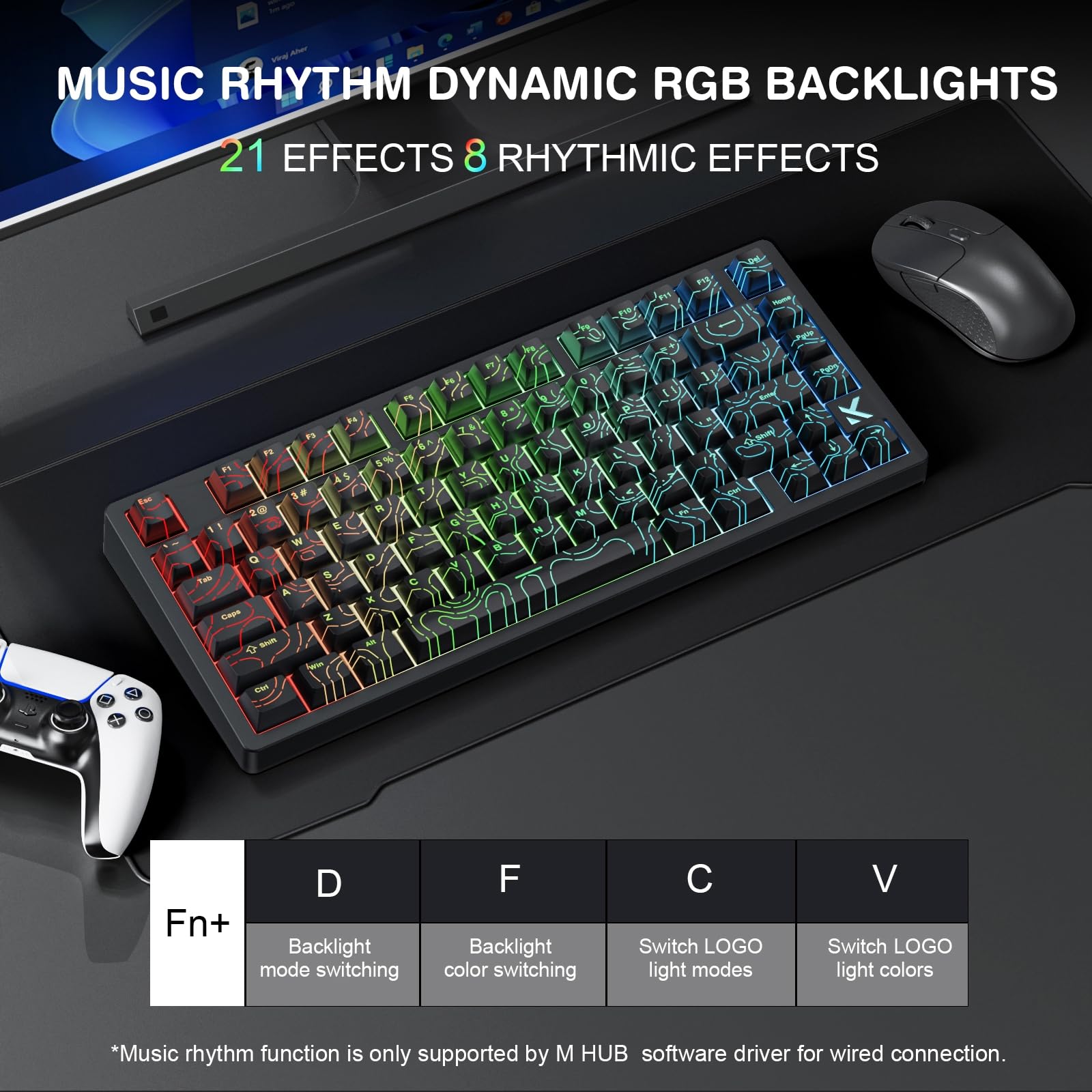 Tastiera magnetica MCHOSE Jet75, tastiera da gioco cablata al 75%, interruttore effetto hall, modalità trigger rapido, frequenza di polling 8K Hz, lanterna 0,1 ms, retroilluminazione RGB