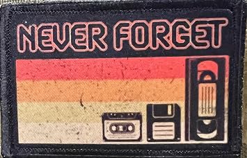 Never Forget Retro Funny Morale Patch, 2x3 Hook & Loop