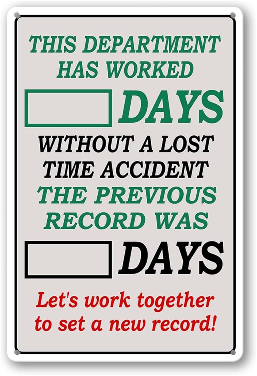 FNYUVNFAF Metal Tin Sign Days Since Last Incident Funny Vintage Retro Outdoor Warning Sign for Garage Workshop Yard 8 X 12 in