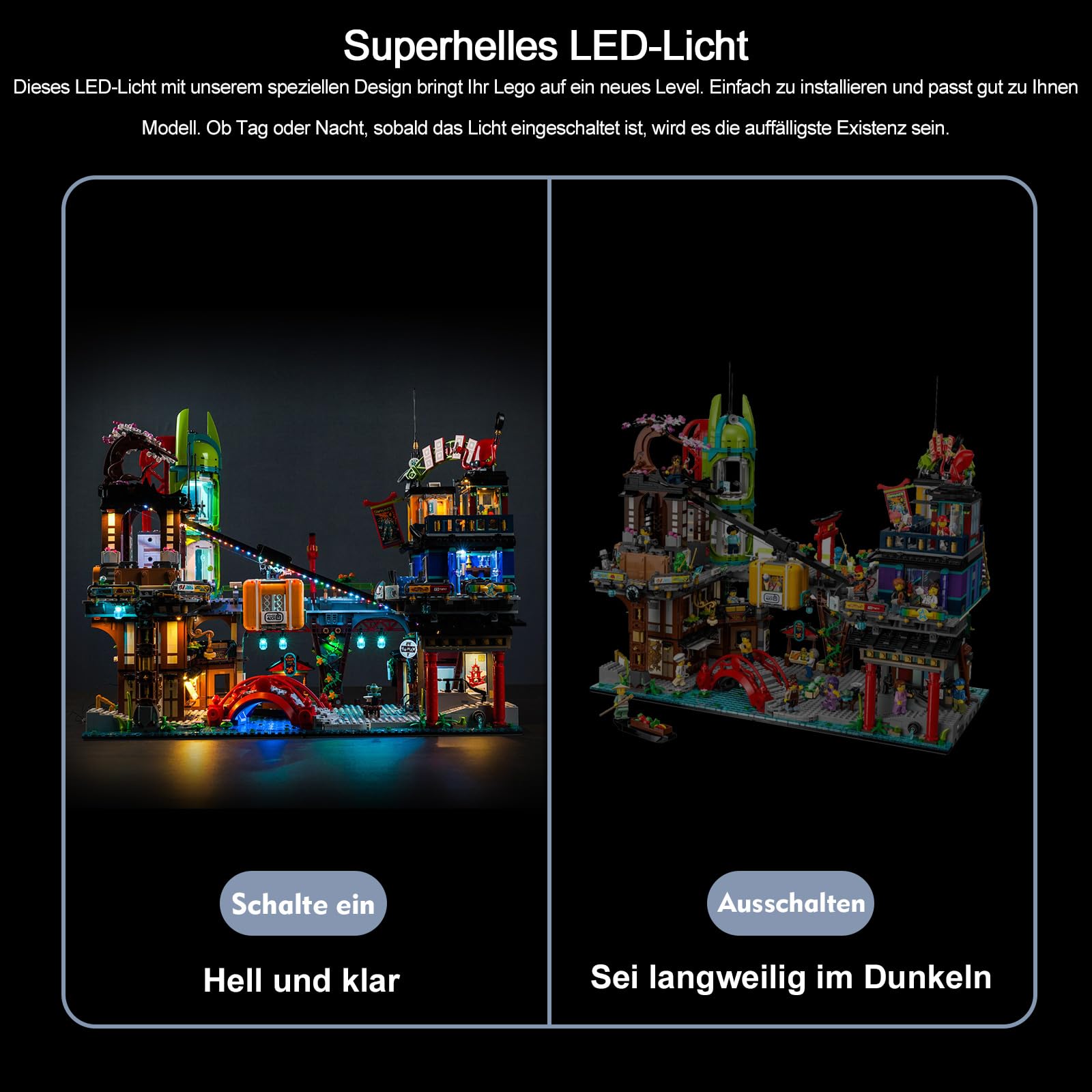 Zestaw oświetlenia LED do Lego 71799 Ninjago City Markets (bez Lego), Zestaw oświetlenia dekoracyjnego do Lego Ninjago City Markets Model budynku Kreatywna zabawka — wersja standardowa
