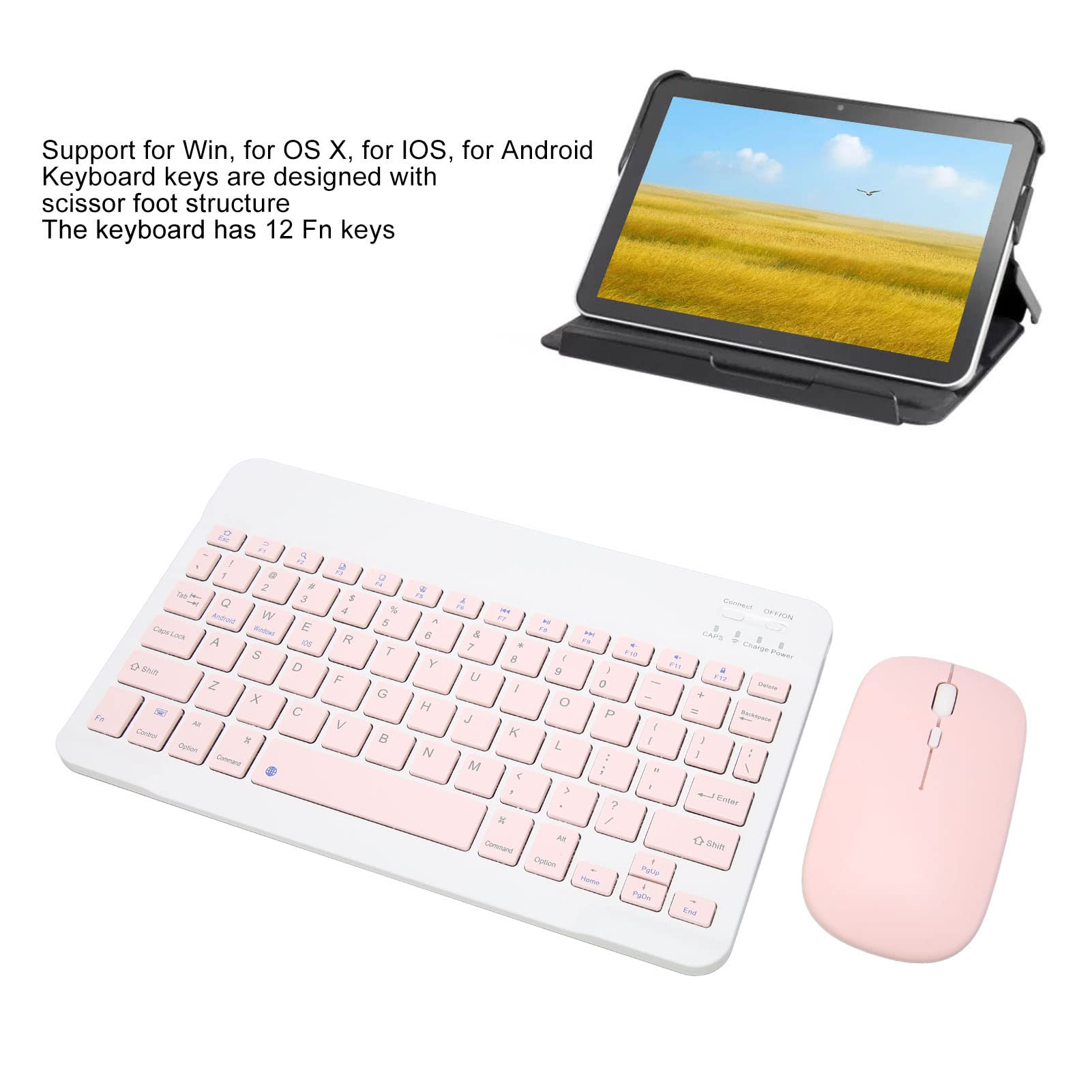 Set Tastiera E Mouse Wireless Ciciglow, 101 Tasti, Connessione A 10m, Tasti Multimediali FN, Compatibile Windows/Android, Nero