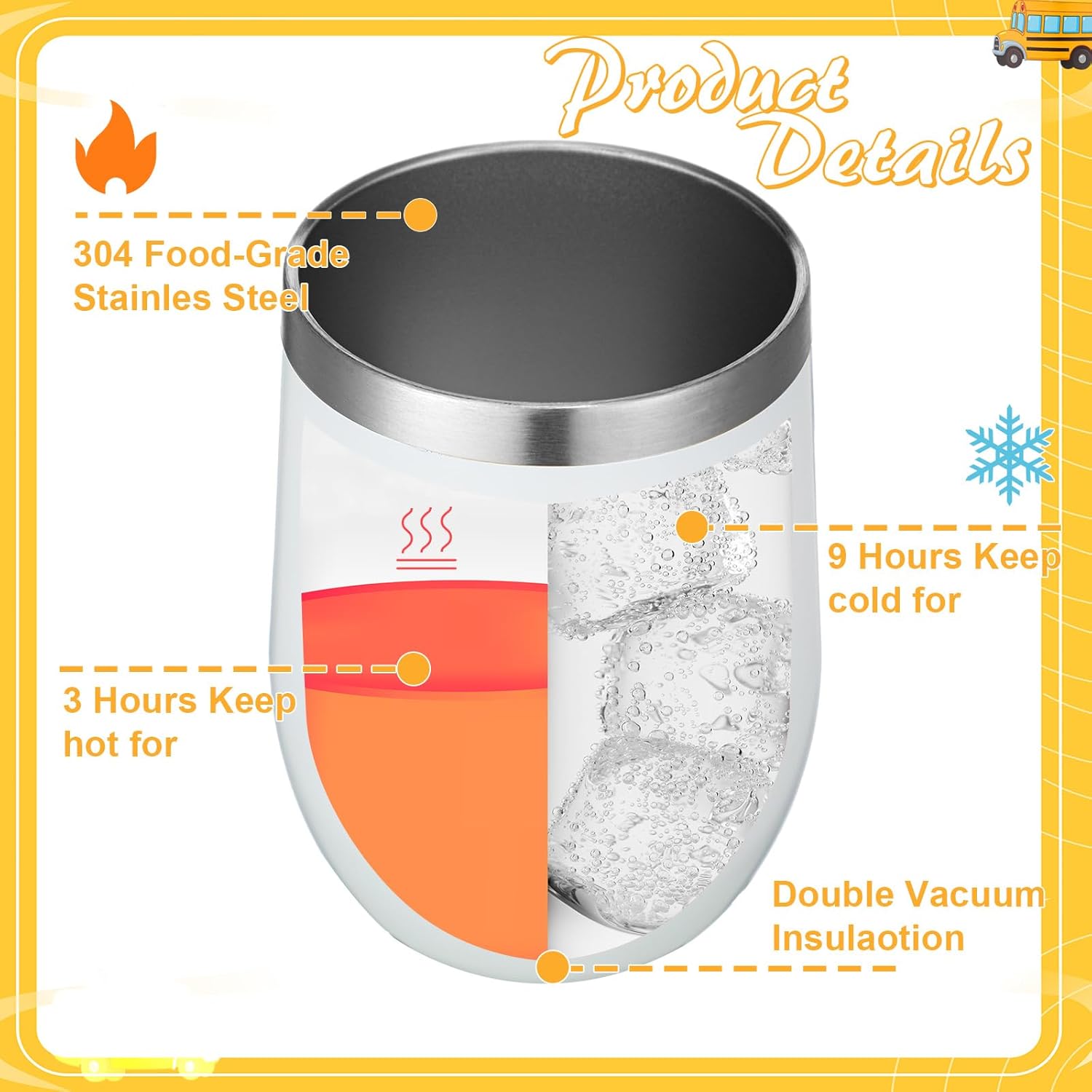 Rtteri 2 Pcs School Bus Driver Appreciation Gifts Bus Driver Valentine Gift for Women Men Tumbler Cup 12oz with Lid and Straw Stainless Steel Keychain for Back to School Present(Lovely) - Image 4