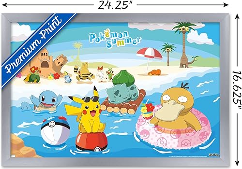 Vista 27 de Trends International Pokémon - Summer Wall Poster, 34L x 22.4W, Gold Framed Version
