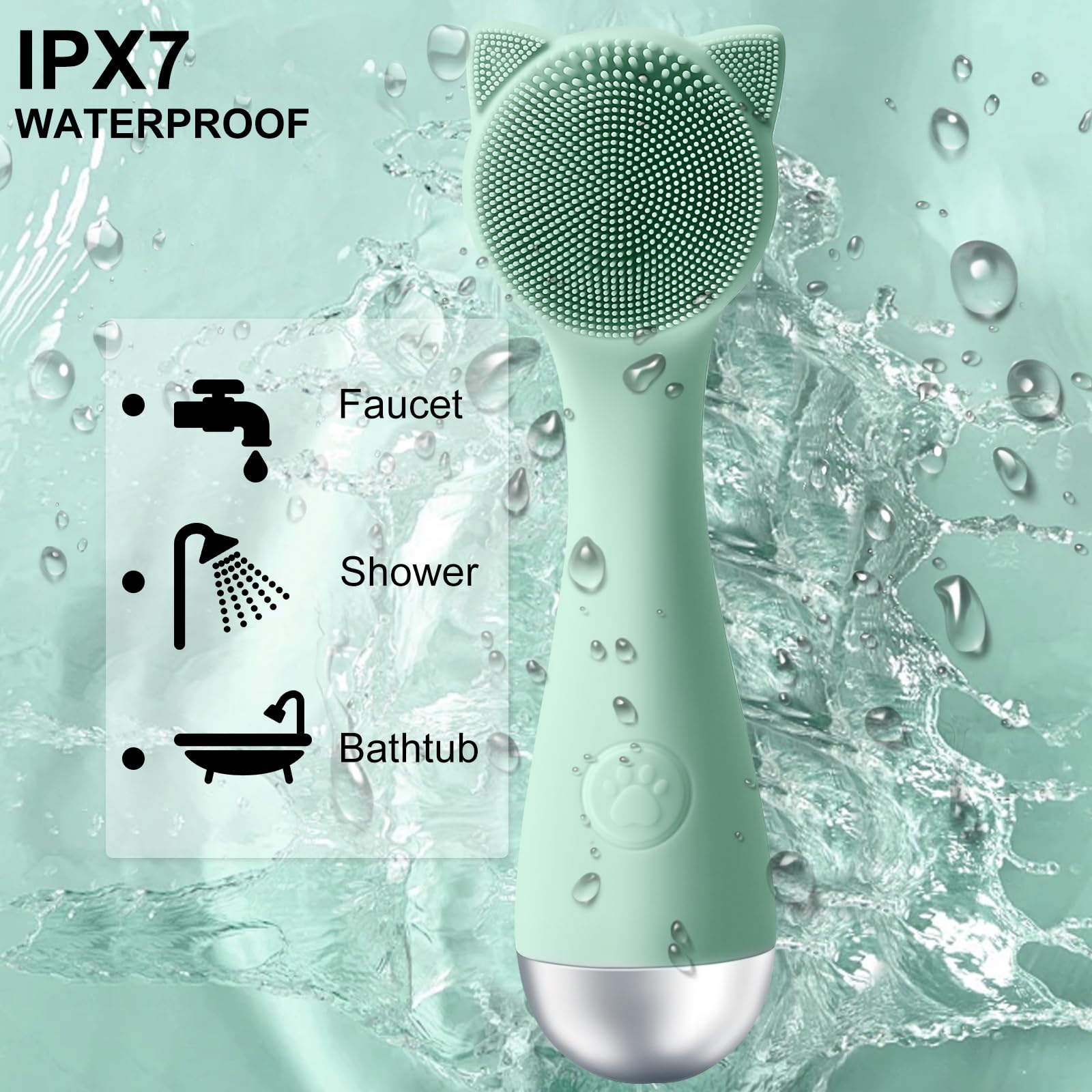 Cepillo de limpieza facial, exfoliante facial de silicona para hombres y mujeres, cepillo facial eléctrico impermeable, con 3 velocidades ajustables para limpieza profunda, eliminación de puntos