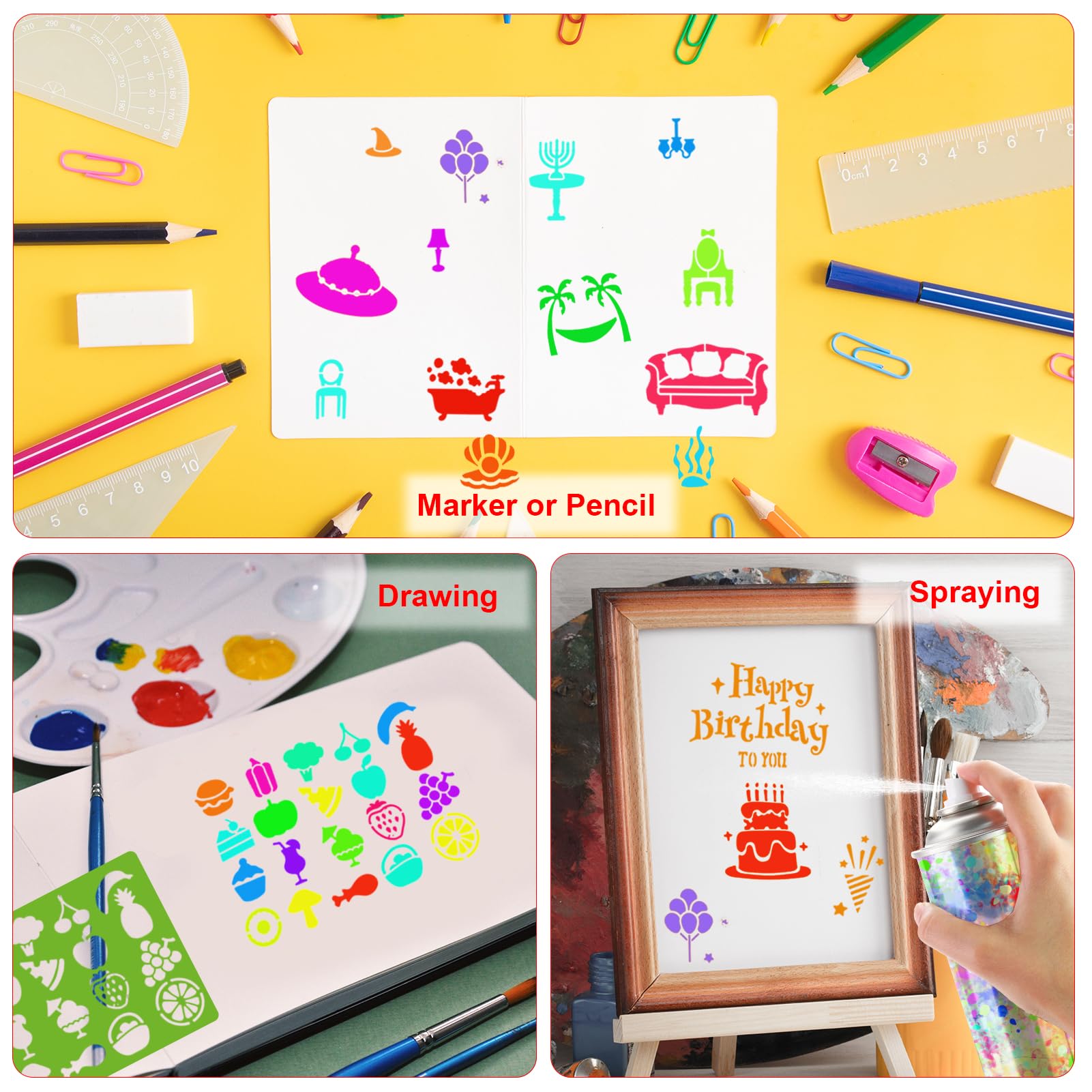 Tier Schablonen Kunststoff Kinder Malvorlagen Partygeschenk 24 Tier- Schablonen Für Kinder – Kunststoff-Malvorlagen Für Basteln, Schule \u0026 Party  Malvorlagen Kinder Kunst, image size:1601x1601