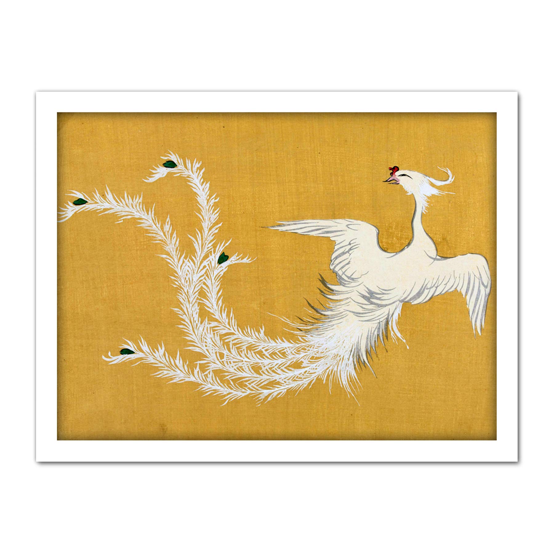 Artery8 Kamisaka Sekka White Phoenix Bird Japanese Painting Artwork Framed Wall Art Print 18X24 Inch