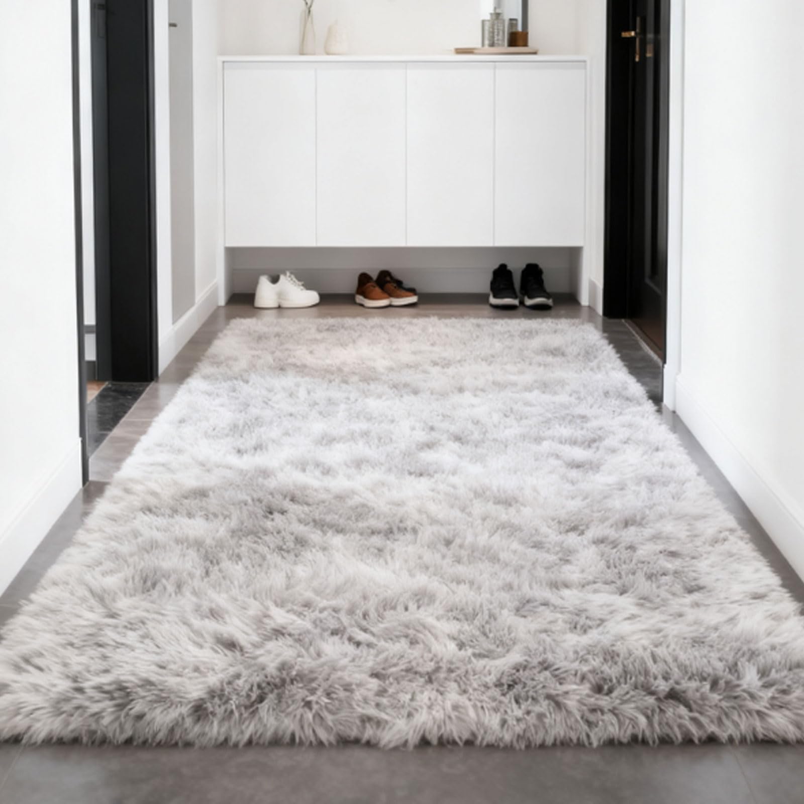 Tapis antidérapant poils longs 175x260 lavable et moelleux grand format