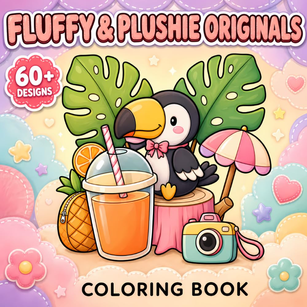 Fluffy & Plushie Originals Coloring Book: Cozy Animal Art For Birthdays, Holidays, Quiet Time, And Easy Creative Relaxation