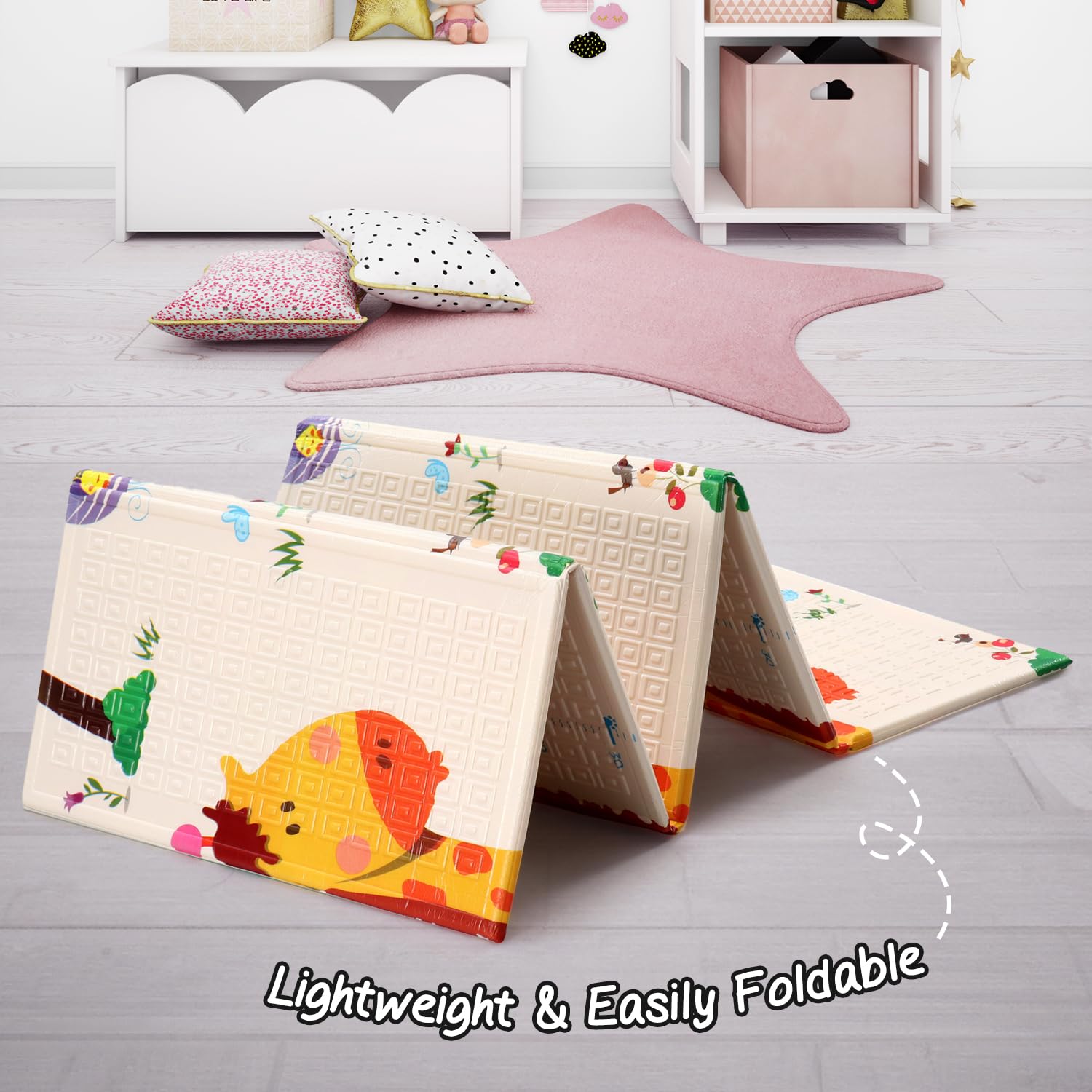 FIRSTCRY INTELLISKILLS Premium Extra Large Reversible Play Mat for Babies, Learning & Crawling Foldable Baby Mat for Floor, 6.5x4.5 ft, 0.6cm Thick, (Animal Tribe), Multicolor, 1 Count - Image 8 thumbnail
