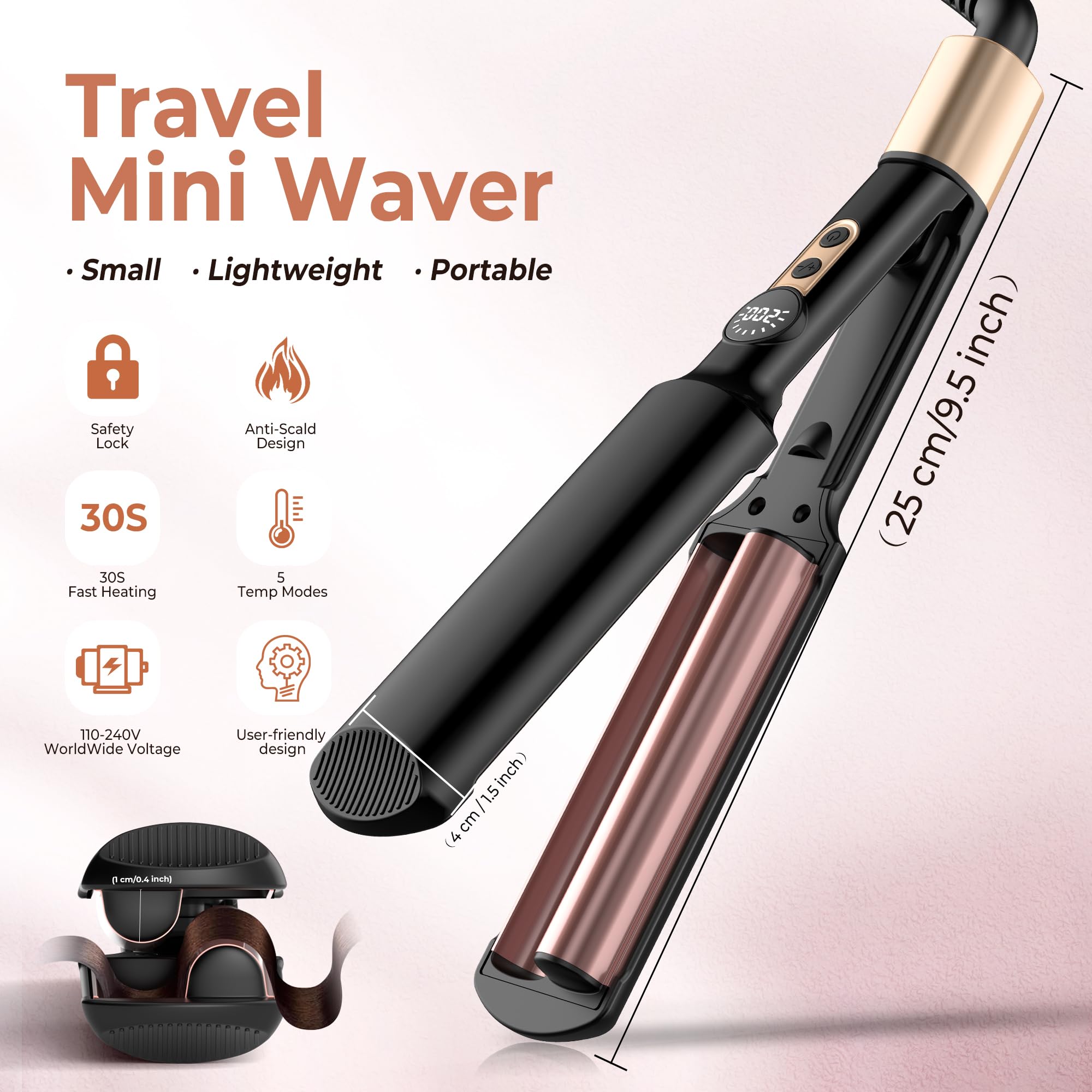UKLISS Pro Mini falownik do włosów, wyświetlacz LCD 120-210℃