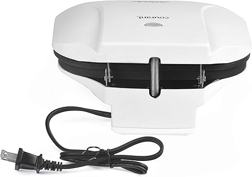 Miniatura 5 de Courant Parrilla eléctrica clásica de 2 porciones para interiores y prensa Panini, parrilla de contacto, color blanco