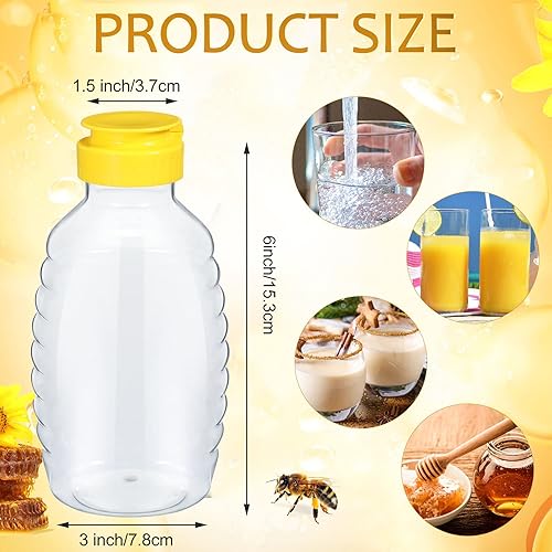 Miniatura 2 de 48 frascos de miel de 16 onzas con tapas, botellas de miel exprimibles a granel, recipiente de plástico transparente para miel, dispensador de miel,