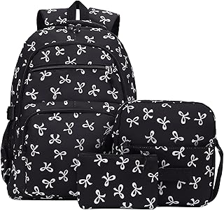 GSenhui School Backpack Set Girls School Backpacks Aesthetic 3-Piece School Bag Bow Backpack Children with Shoulder Bag and Small Purse School Backpack Students