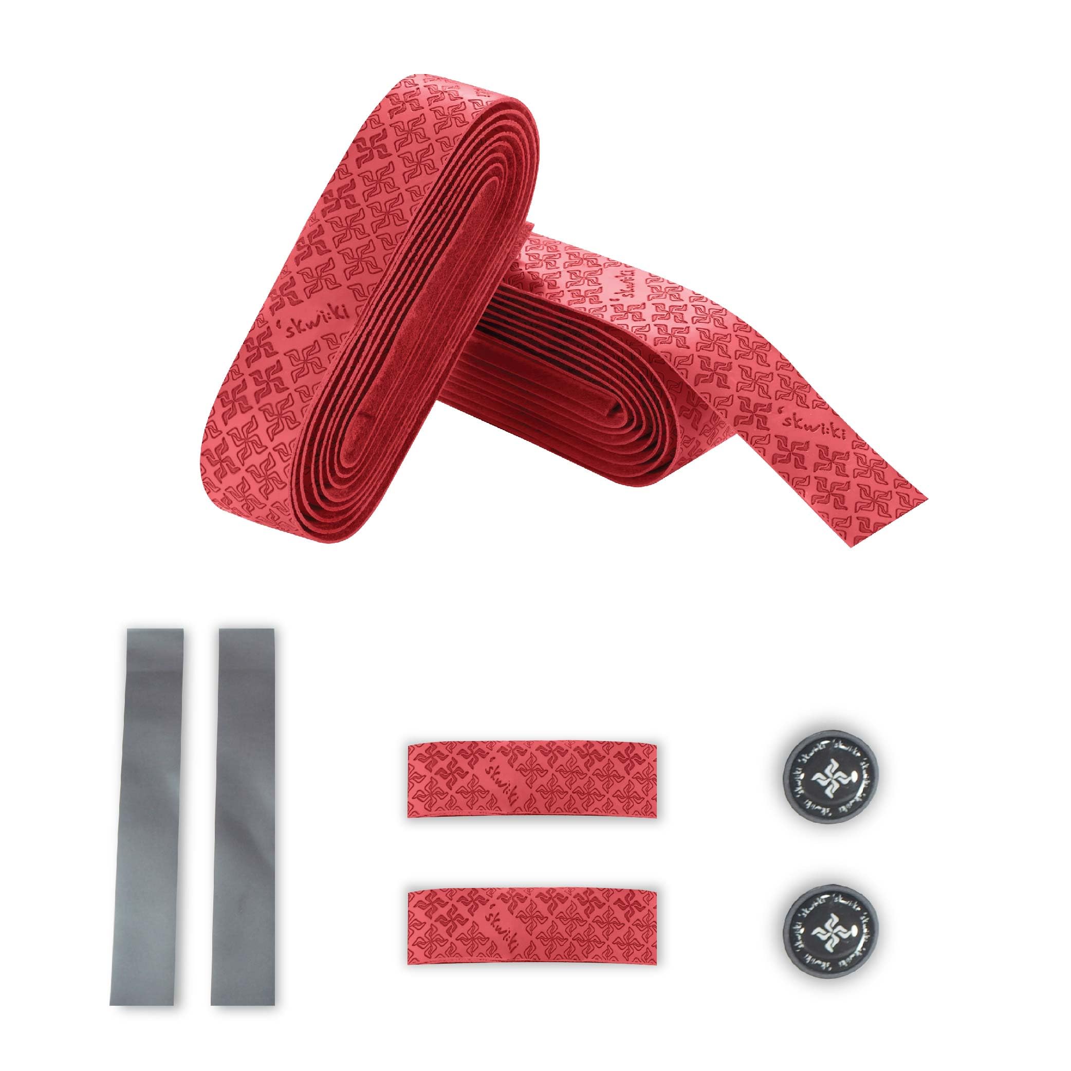 Skwiki Road Bike Handlebar Tape, Adherent PU Leather, Gripy, High Rebound, Breatheable, Multi-Layer Structure (RED)