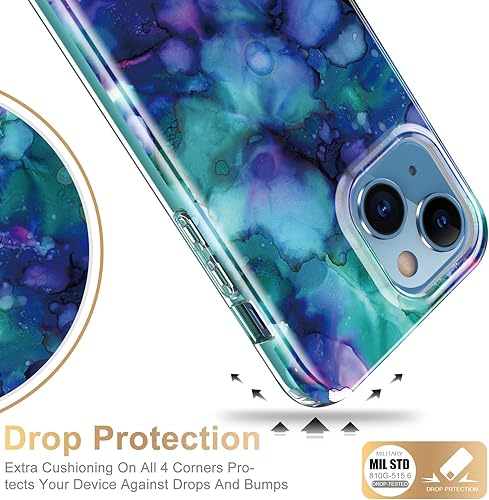 Miniatura 4 de Esdot para iPhone 13 Funda con protector de pantalla integrado, cubierta resistente de grado militar con diseños modernos para mujeres y niñas,