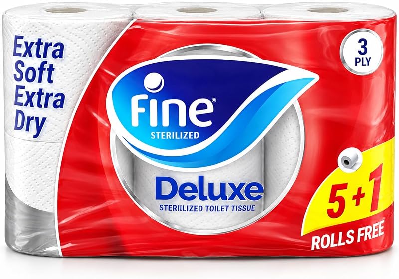Fine Deluxe - 3 Ply Toilet Tissue Paper - 6 Rolls