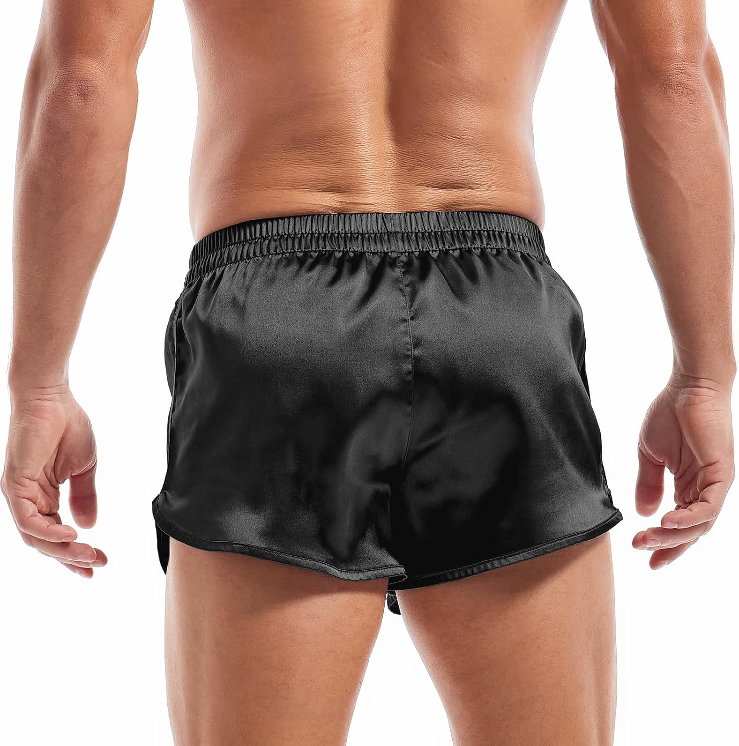 AMY COULEE Mens Satin Shorts Silk Boxers Sexy Split Side Lounge Shorts 3 Inch Pajama Bottoms - Image 2