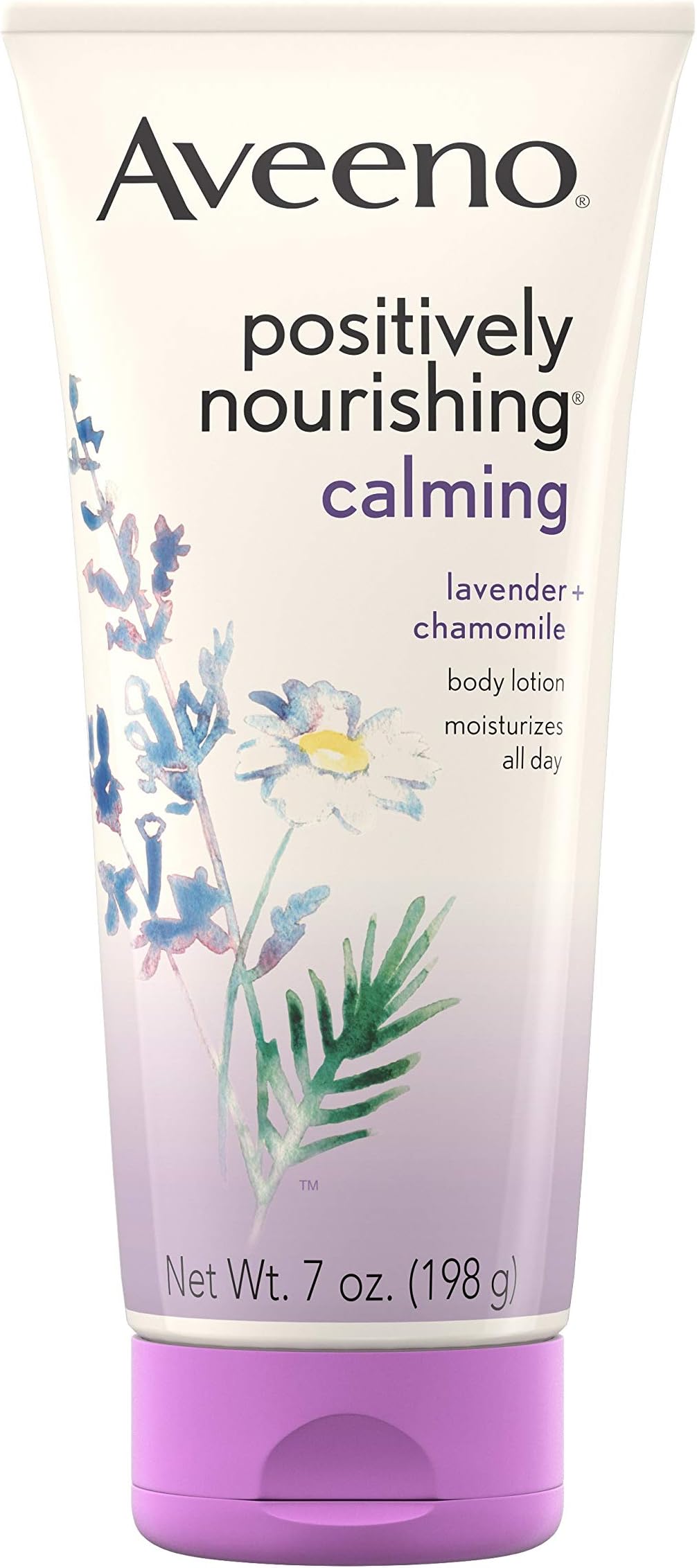 Aveeno Positively Nourishing Calming Body Lotion with Lavender, Chamomile, Soothing Oatmeal & Shea Butter, Daily Moisturizing Lotion for All-Day Hydration & Dry Skin Relief, 7 oz