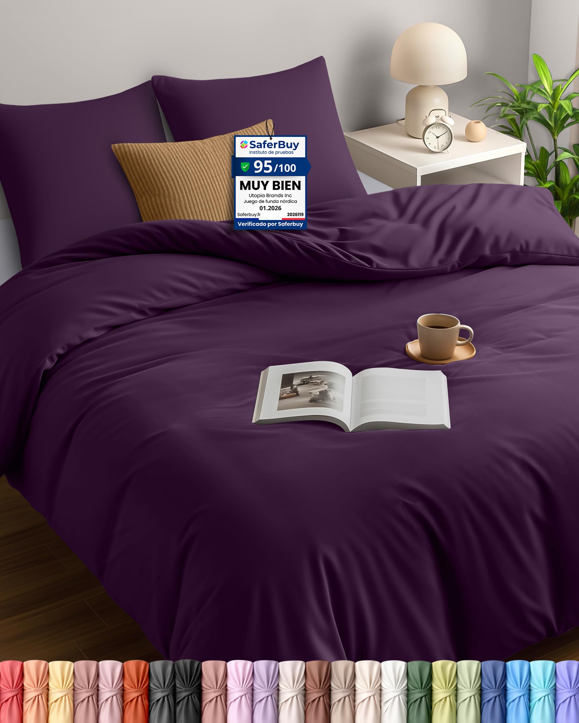 Utopia Bedding Funda Nordica Cama 150 220x240, Púrpura