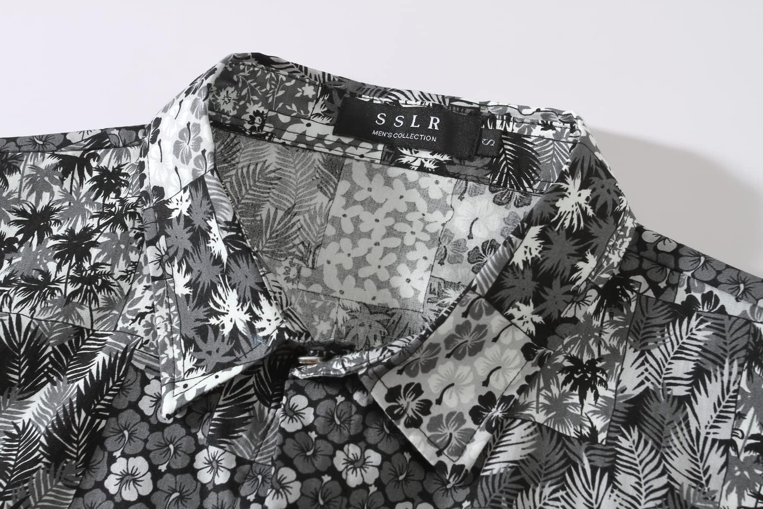 SSLR-Hawaiian-Shirts-for-Men-Dress Shirt Button Down Shirt Floral Long Sleeve - Image 3