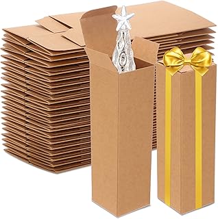 Sabary 50 Pcs Small Kraft Paperboard Gift Box 2 in x 2 in x 7 in Rectangular Brown Kraft Boxes Small Cardboard Boxes for Shipping, Packaging, Gift Wrapping, Party Favors, Easy to Assemble