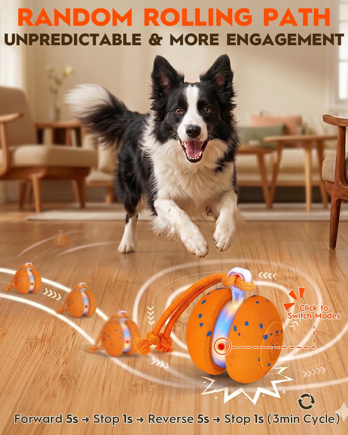 Xeuch Balles interactives à rouler pour chien - Orange