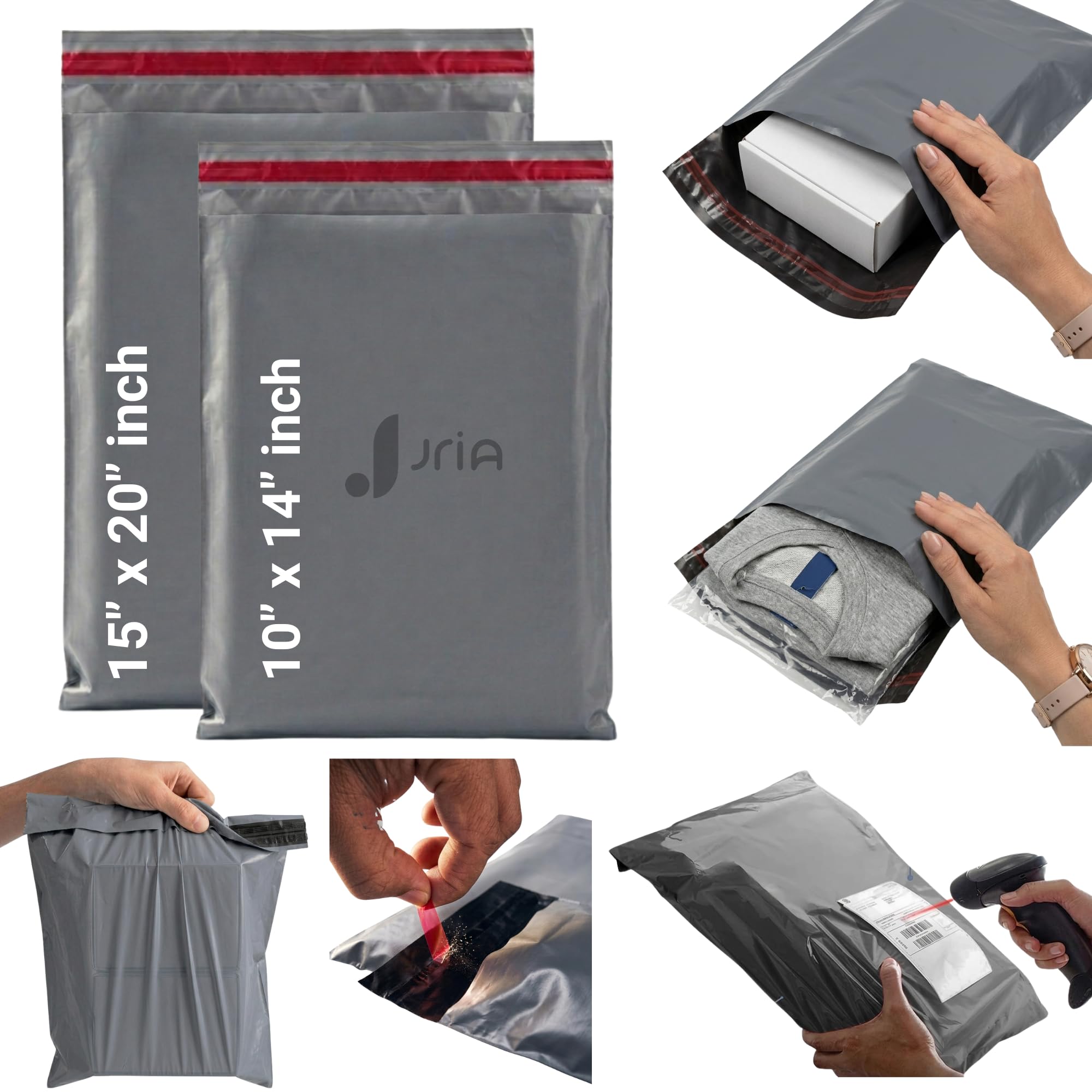 Grey Mailing Bags Strong Self Seal Postal Bags Poly Mailers Tear Resistant Courier Shipping Packaging Envelopes for Ecommerce Shipping Mixed Grey Mailing Bags (15'' x 20''- 100 pcs)