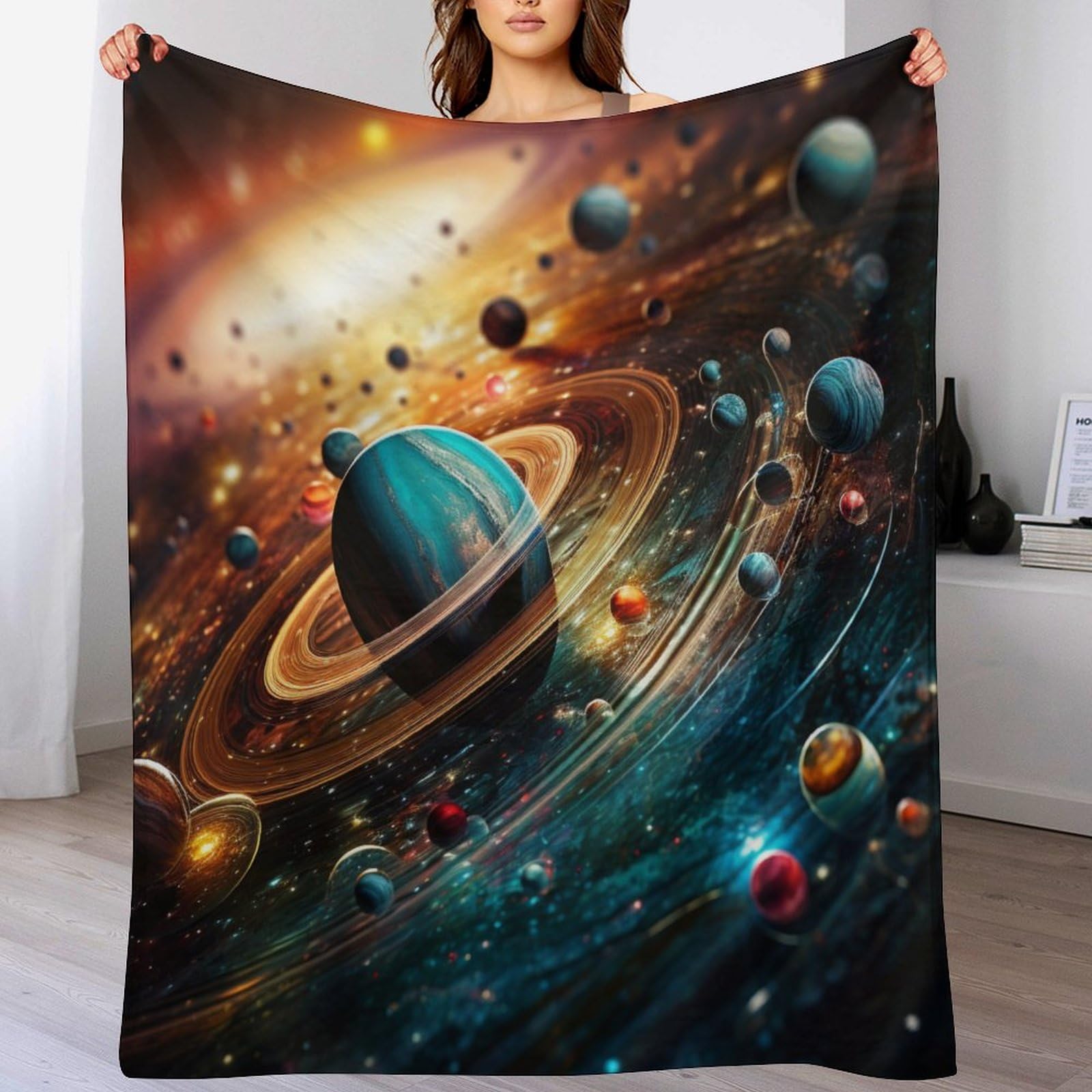 Couverture de canapé motif univers 3D pour des soirées cocooning