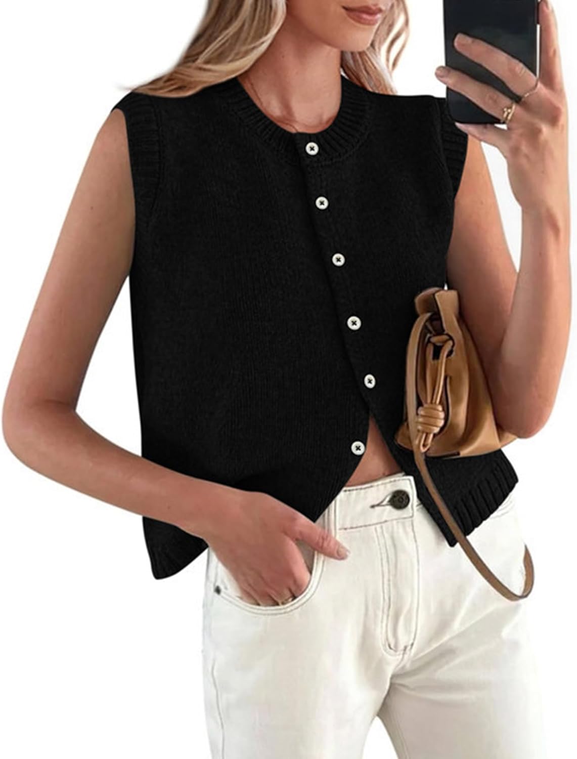 PRETTYGARDEN Sweater Vest Tops for Women 2026 Lightweight Summer Cardigan Sleeveless Button Up Knit Casual Spring Clothes