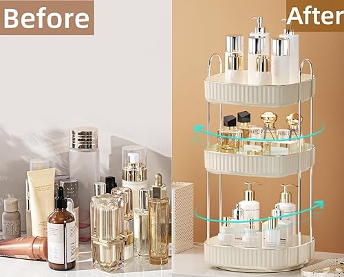 Organizador de maquillaje giratorio de 360, organizador de baño giratorio para encimera, organizador de cosméticos de gran capacidad para cuidado de