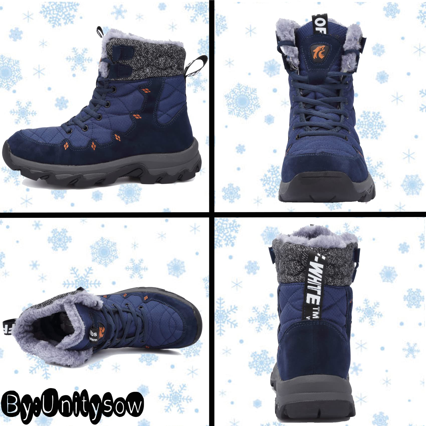 Unitysow Stivali da Neve Uomo Donna Caldi Pelliccia Stivali da Invernali Outdoor Impermeabili Scarpe da Neve Casual Stringate Stivaletti Scarpe da Inverno