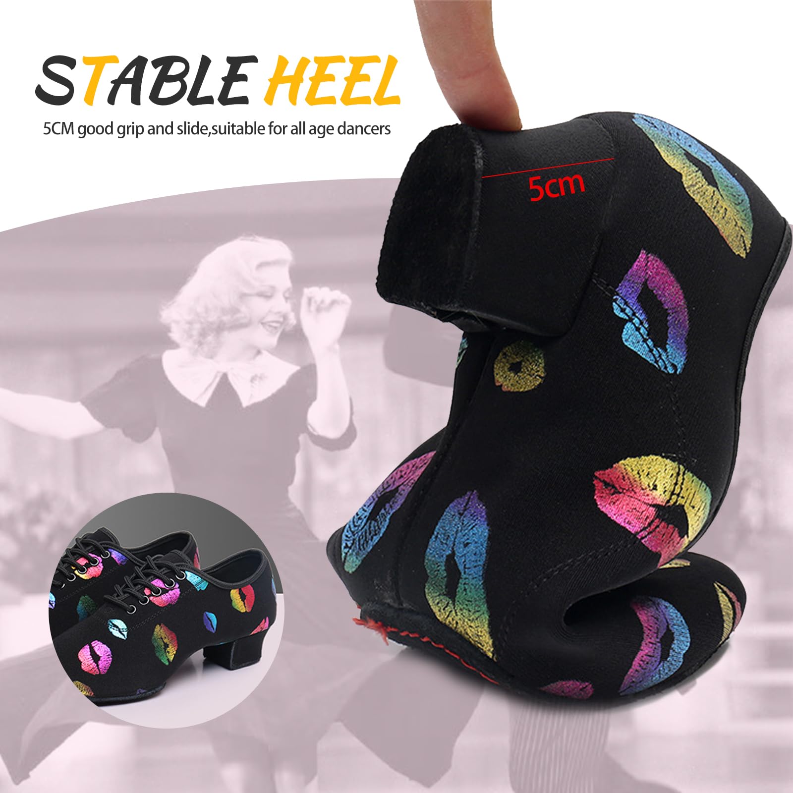 Inlefen Damskie buty do tańca latynoamerykańskiego dziewczyny Tango Sasha Jazz Taniec nowoczesne buty do tańca damskie buty do tańca 5 cm Oxford Cloth profesjonalne buty do tańca