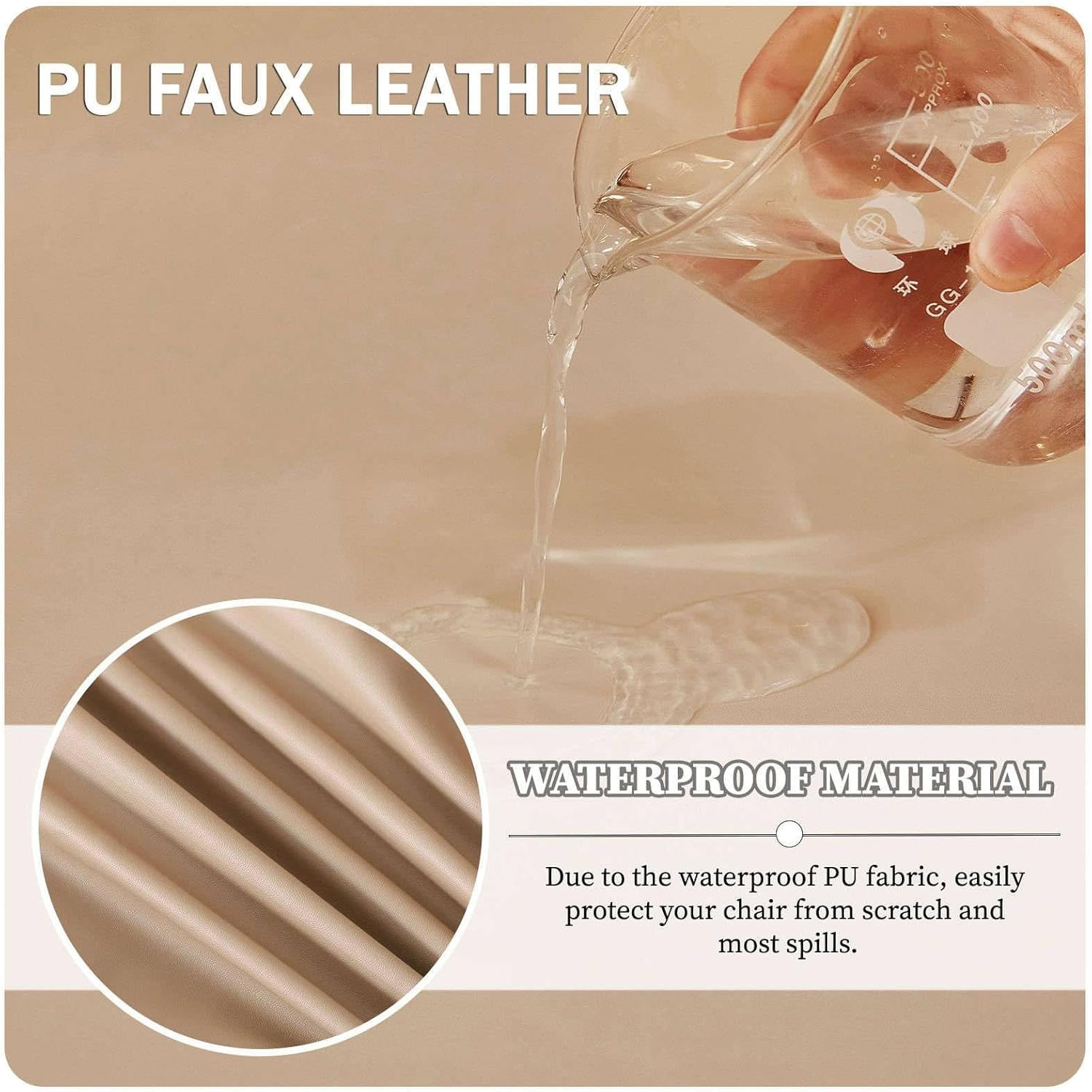 Heavy Duty Bar Chair Covers, Faux Leather Bar Stool Cover with Swivel Backrest Removable Bar Chair Cover Stool Cover for Restaurant Cafe(Chameau,Lot de 6)