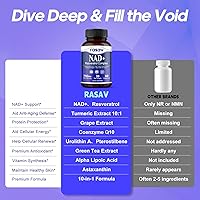 Vista 6 de Rasav Suplemento NAD 10 en 1 Extra Strength – NAD Resveratrol con CoQ10, Urolitina A, extracto de té verde y ALA – Suplemento alternativo NMN