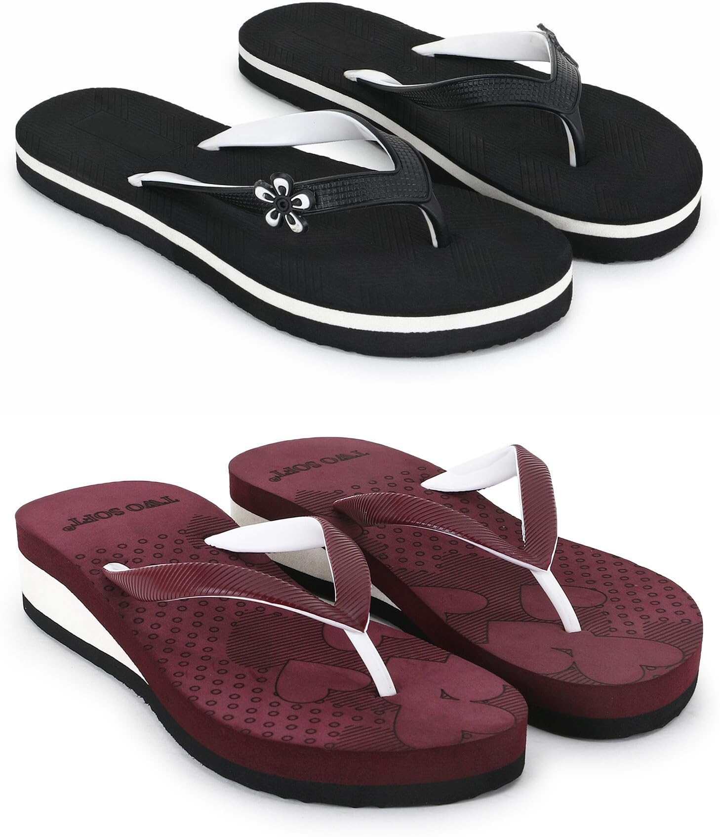 twosoft Women Flip Flops (Black)-picture-26
