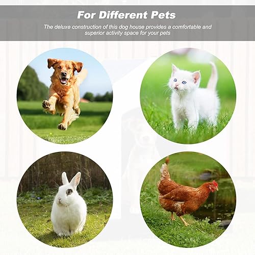 Miniatura 4 de FDW Casa para perros para interiores y exteriores, duradera, ventilada, impermeable, de plástico, para perros pequeños, medianos y grandes, con