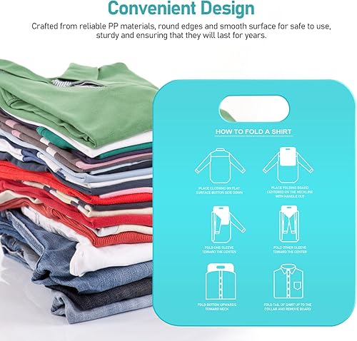 Miniatura 4 de Cabilock Juego de 2 tablas plegables para camisas, carpetas de ropa portátiles para camisetas de adultos, organizador de lavandería fácil para