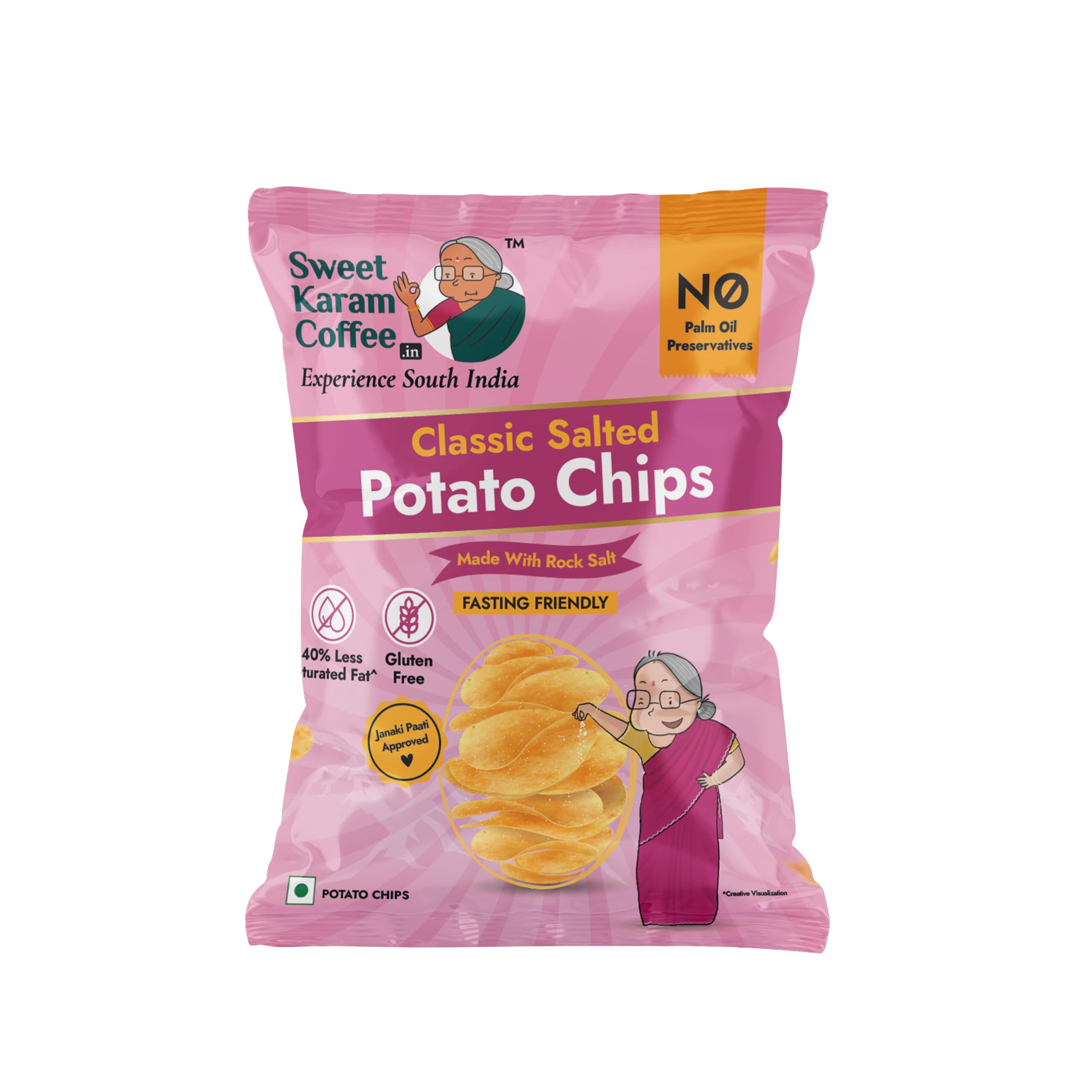 Sweet Karam Coffee Rock Salt Potato Chips - 60g | Fasting (Vrat) Special | No Palm Oil or Preservatives | Thin & Crispy Potato Wafers | Healthy Tea-Time Munchies | Clean-Label Snack-image-27