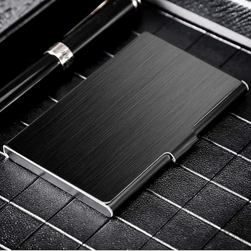 Miniatura 9 de MaxGear Juego de 2 tarjeteros de metal para tarjetas de presentación estuche de metal (espejo plateado y negro)