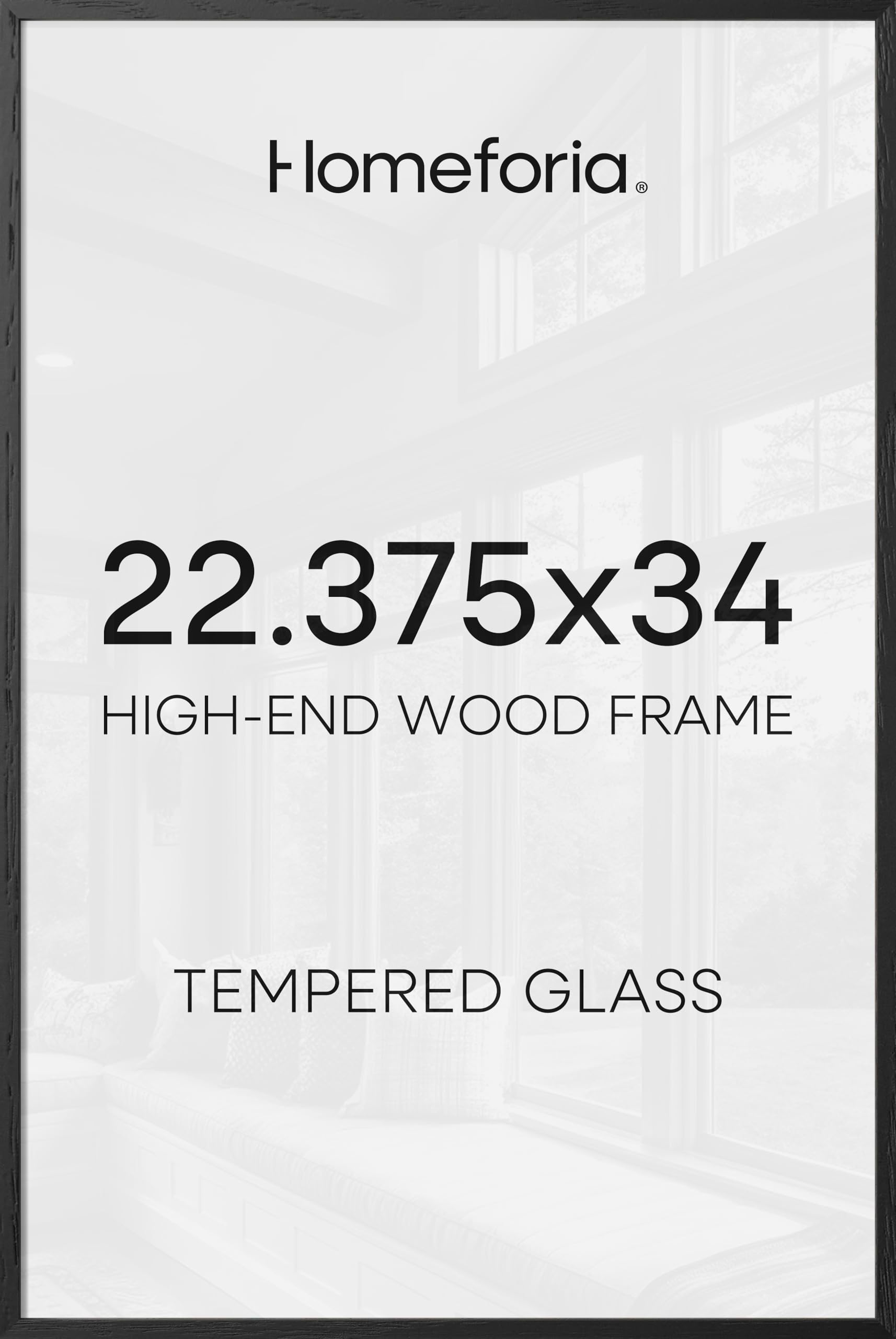 Homeforia 22.375x34 Black Wood Puzzle Frame, High End Oak 22.375 x 34 Frames without Mat, Wooden 34x22.375 Hanging Picture Frames for Wall, 22.375by34 Poster Frames, Tempered Glass, Wall Kit, Set of 2
