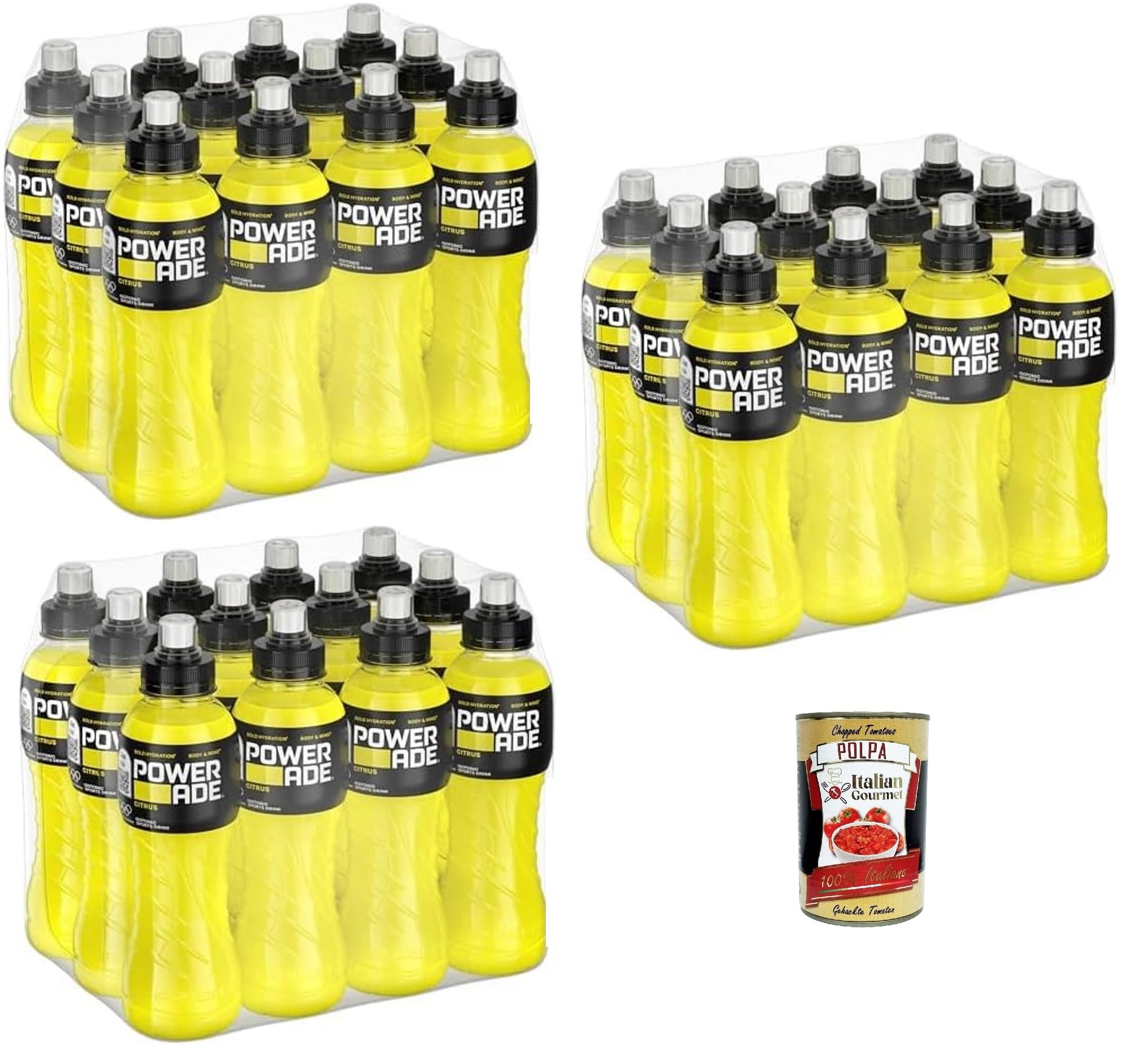 Italian Gourmet Bundle Zitronen-Sportgetränk 36x 500ml + Italian Gourmet Polpa Gratis – Citrus Erfrischungsgetränk mit Sport Cap, Vorratspack 18L, ideal für Sport, Training & Alltag